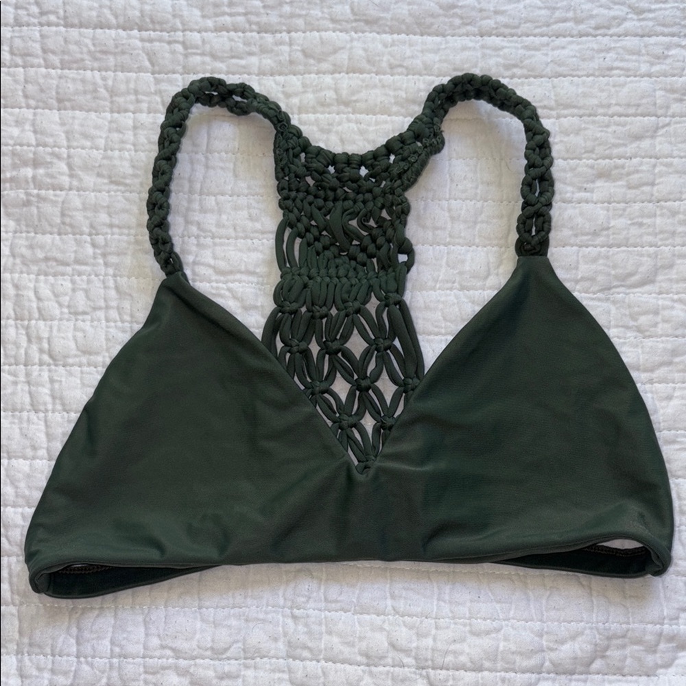 Mikoh Macrame Olive Bikini Top